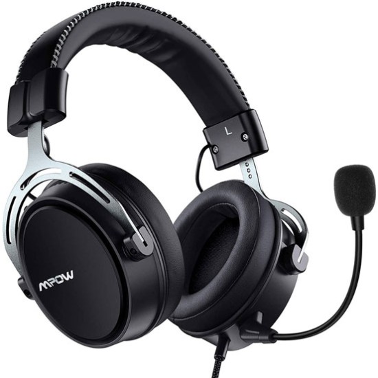 MPOW AIR WIRED GAMING HEADSET NO DELAY TRANSMISSION BLACK AND SILVER